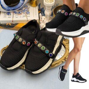 🆕 KURT GEIGER LONDON 🧿 NWOB London Knit Jewel Sneakers, Black Sz EU40 US 9